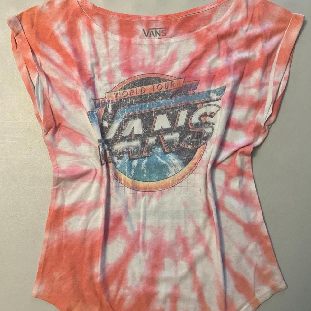 Vans Women's World Tour Tie-Dye Tee - Pink and Orange
